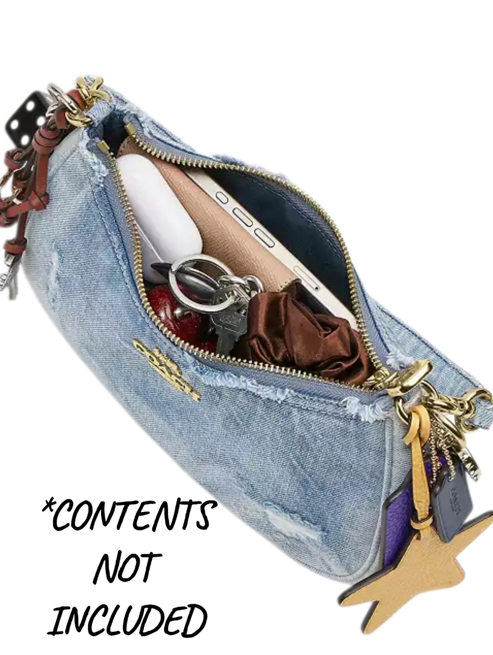 Coach Loved Denim Shoulder Bag with Decorative Charms - NEW - Picture 6 of 13